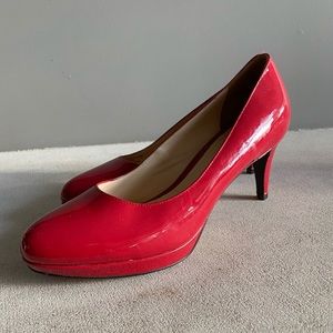 Red Cole Haan patent leather heels, sz 8.5